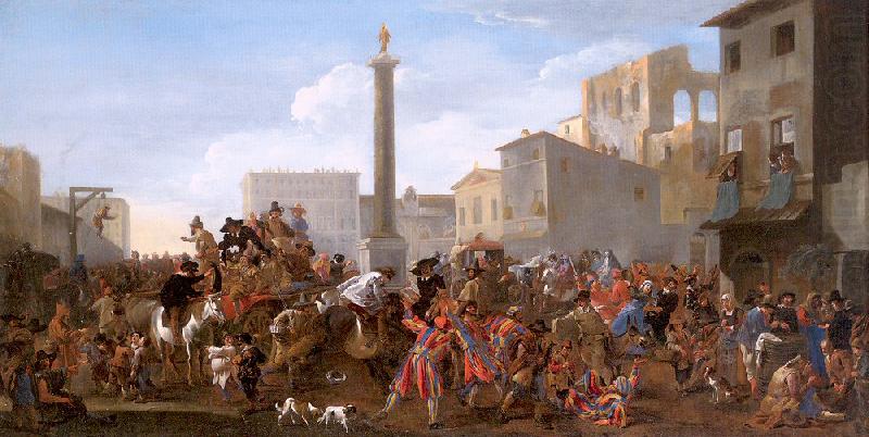 Miel, Jan Carnival in the Piazza Colonna, Rome oil painting picture